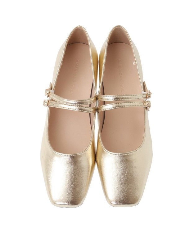 AMERICAN HOLIC ダブルストラップメリージェーン Gold