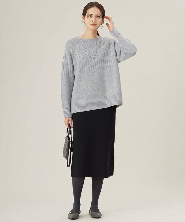 自由区 S 【カタログ掲載・セットアップ対応・洗える】スムージーニット スカート ブラック