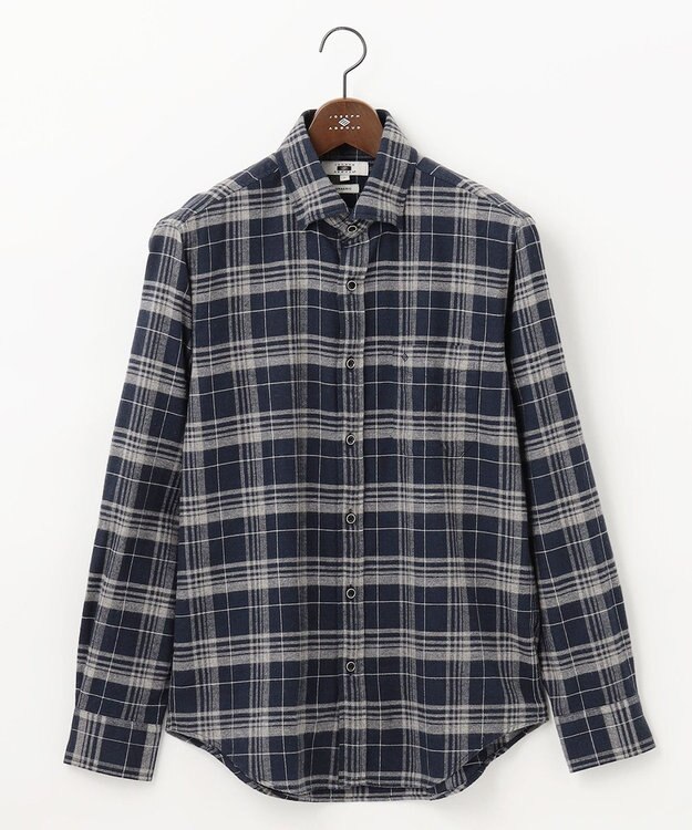 JOSEPH ABBOUD 【オーガニックコットン】ビッグチェック フランネルシャツ ネイビー系4