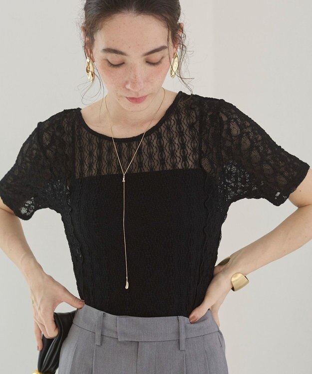 WEGO 【ANGIE VINTAGE】レースTシャツ ブラック