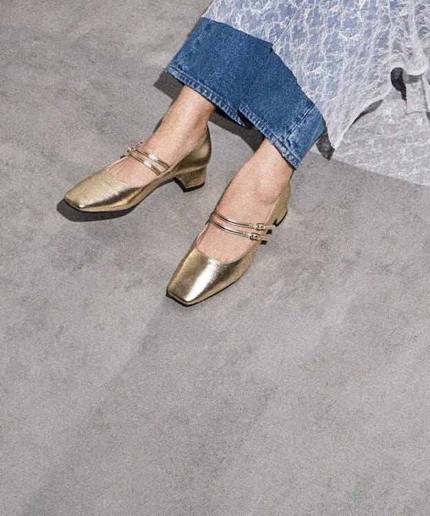 AMERICAN HOLIC ダブルストラップメリージェーン Gold