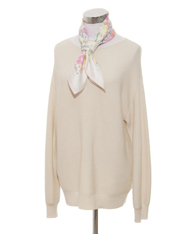 MOONBAT 【シルク100%】フルラ (FURLA) 花柄 シルクプリントスカーフ 65cm×65cm ペールピンク