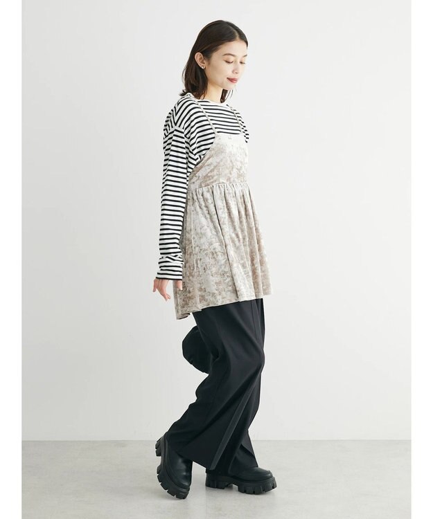 Green Parks ・ＥＬＥＮＣＡＲＥ　ＤＵＥクラッシュベロアキャミチュニック Beige