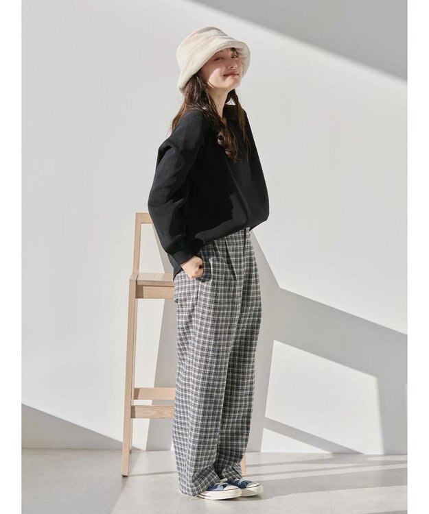 AMERICAN HOLIC ツイードタックワイドパンツ Check