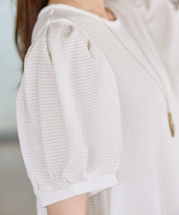 Tiaclasse 【洗える】ボリューム袖ジャガードプルオーバー アイボリー