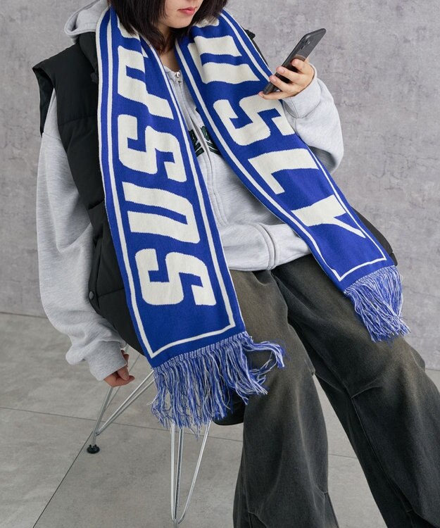 WEGO 【ユニセックス着用ITEM】ロゴマフラー ブルー