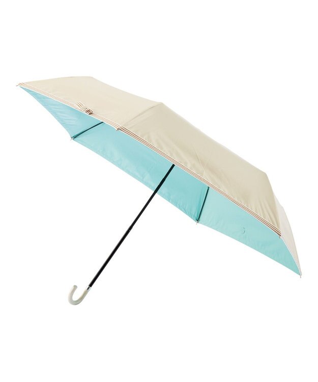 MOONBAT estaa 晴雨兼用 折りたたみ傘 ボーダーテープリボン 日傘 遮光 遮熱 UV ベージュ