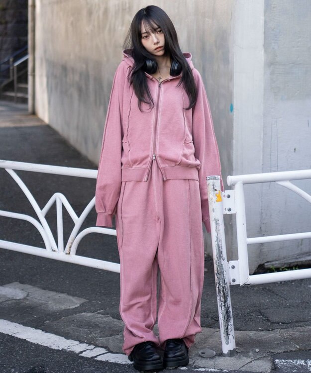 WEGO 【ユニセックス着用ITEM/ウエストゴム】スウィッチングスウェットパンツ ピンク