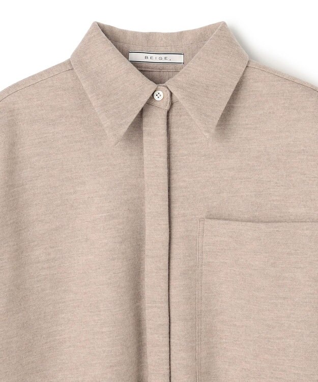 BEIGE， MONTAIGNE / ウールオーバーサイズシャツ Top Taupe