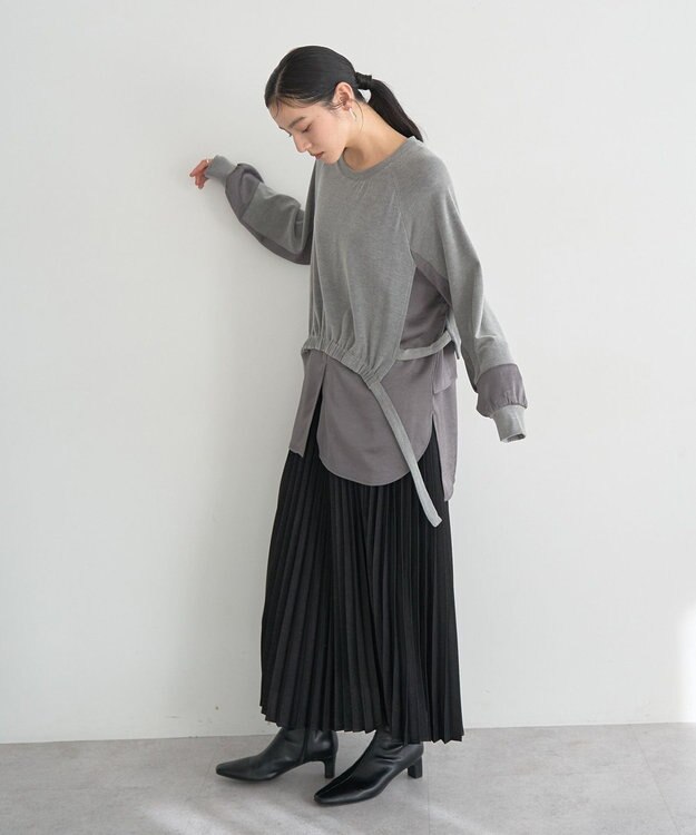 YECCA VECCA 素材MIXレイヤード起毛プルオーバー Gray