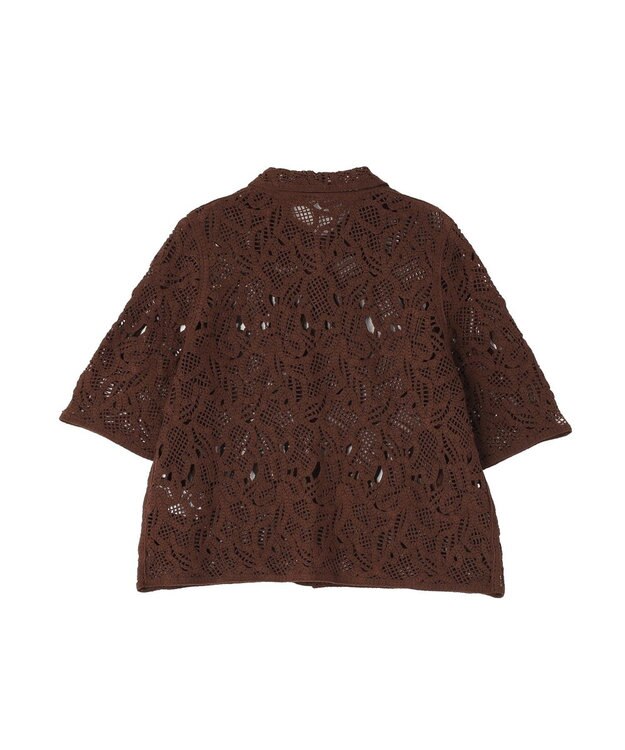 Green Parks 衿付きクロシェ風カーディガン Brown
