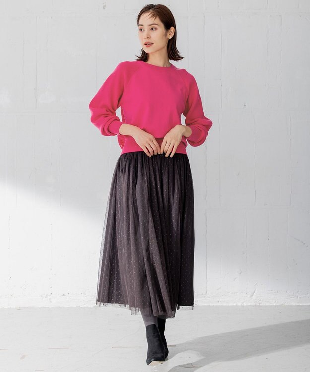 組曲 【選べる8色展開・春まで使える！】バックレースカラー ニット ラズベリー系