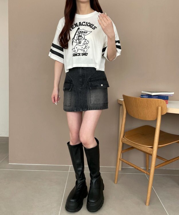 WEGO FUNNYグラフィックショートT ブラック