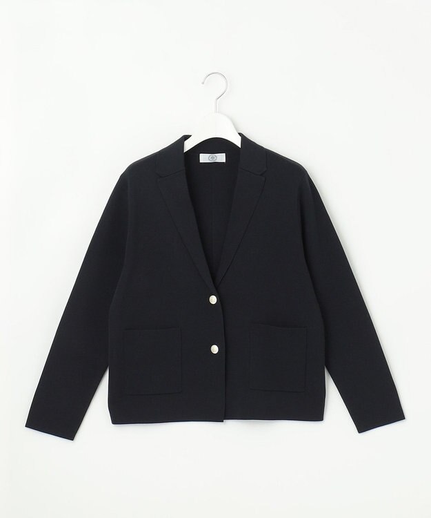 J.PRESS LADIES S Cotton Acetate ニット ジャケット ネイビー系