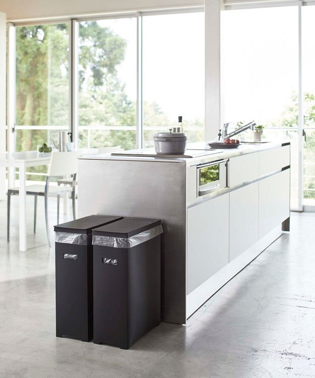 tower スリム蓋付きゴミ箱 タワー 2個組 ブラック ブラック