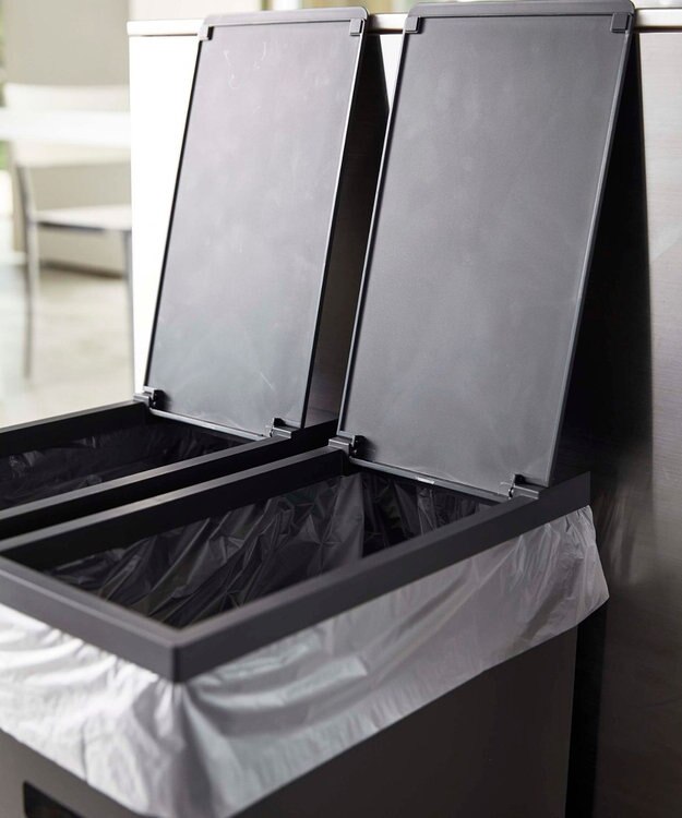 tower スリム蓋付きゴミ箱 タワー 2個組 ブラック ブラック