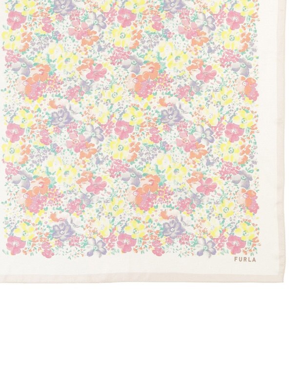 MOONBAT 【シルク100%】フルラ (FURLA) 花柄 シルクプリントスカーフ 65cm×65cm ペールピンク
