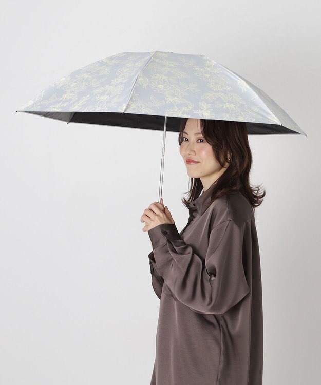 MOONBAT 【 遮光率100％/遮熱/UV/軽量】MACKINTOSH PHILOSOPHY(マッキントッシュフィロソフィー)晴雨兼用日傘 ドローイングフラワー Barbrella バーブレラ 折りたたみ傘 フワクール生地使用 ライトグレー