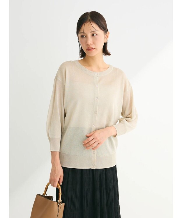 Green Parks ２ｗａｙ　７分袖ブライトシアーニットプルオーバー Beige