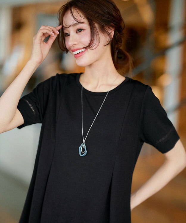 Tiaclasse 【洗える・接触冷感・紫外線ケア・サラごこち】はしごレースチュニック ブラック