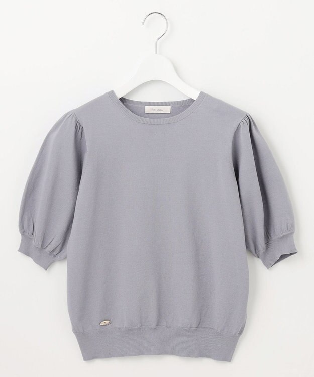 Feroux 【接触冷感・UVカット・洗える】クルーネックハーフスリーブ プルオーバー スカイブルー系