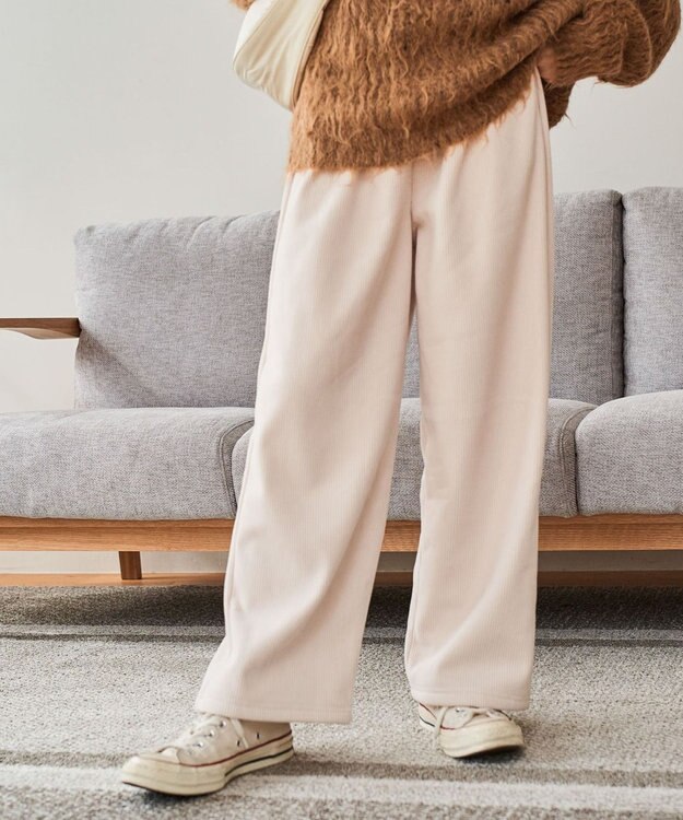 WEGO 裏起毛ワイドイージーパンツ ホワイトアイボリー