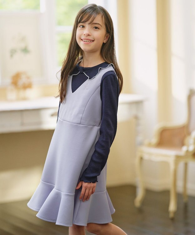 組曲 KIDS 【150-160㎝】リブリボン トップス ネイビー系