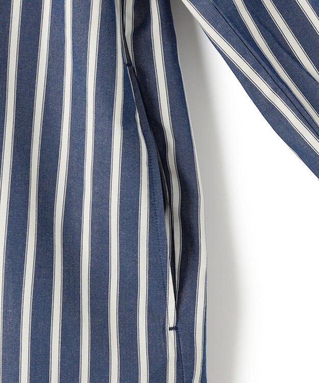 J.PRESS YORK STREET 【WOMEN】ワンウォッシュ ストライプ シャツワンピース ネイビー系1