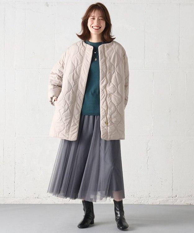 ANY 【蓄熱保温/撥水/洗濯機可能】撥水ウォームキルトブルゾン エクリュ