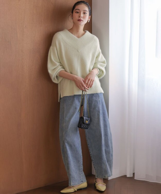 組曲 L 【加藤ローサさん着用】ライトデニムカーブパンツ ブルー系