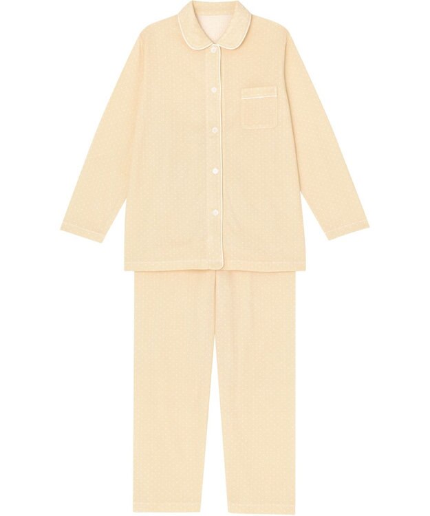 Wing パジャマ 長袖 長ズボン 肌側ピマ綿100％ やわらかな肌ざわり 襟つきシャツタイプ レディース EP3002 ウイング／ワコール クリーム