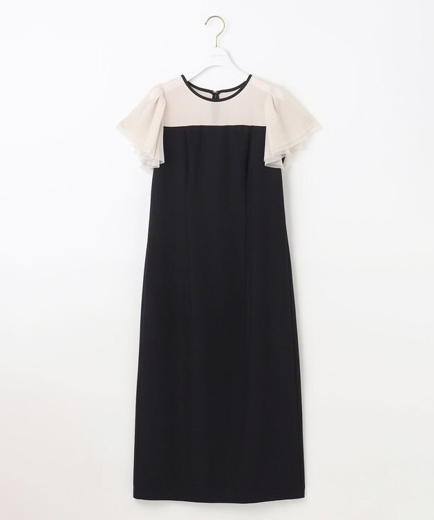 ANY SIS フリルスリーブペンシル ドレス ブラック