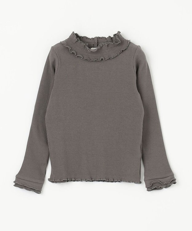 ANY KIDS テレコハイネック長袖Tシャツ チャコール