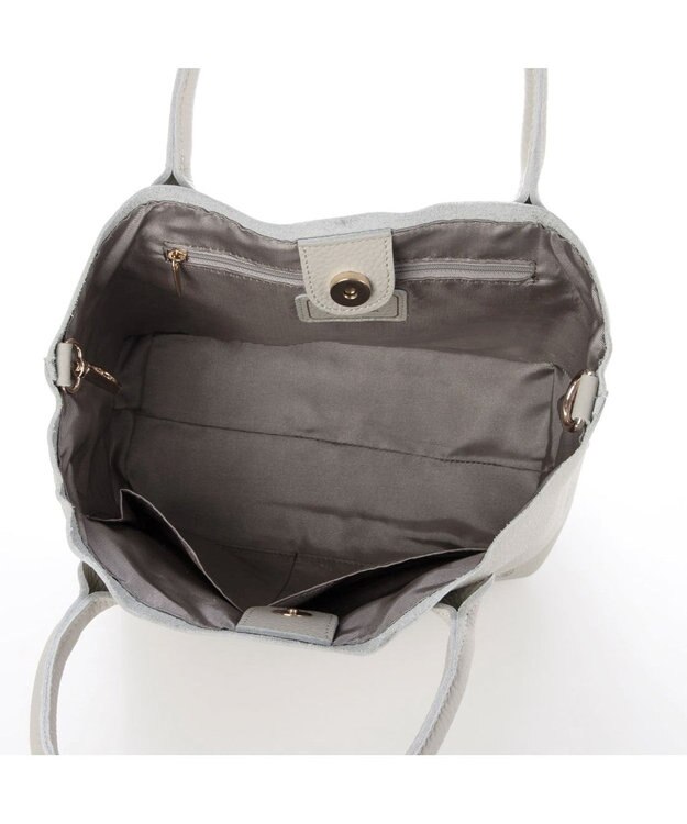 UNBILLION ペルケ perche / 牛革ドット刺繍2wayトートS ライトグレー