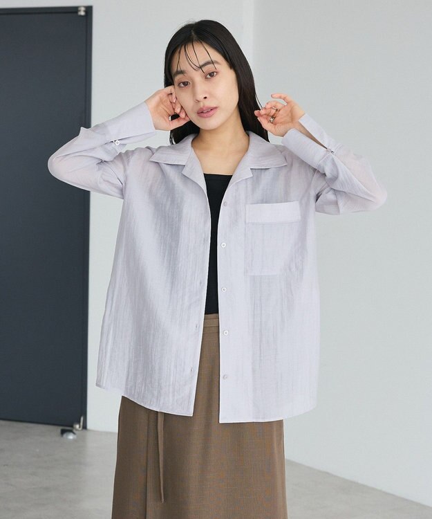 CRAFT STANDARD BOUTIQUE シアーオープンカラーシャツ Light Purple