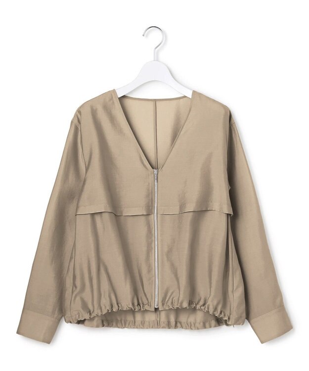 ICB 【先行予約・WEB限定カラーあり】 リヨセルナイロンワッシャー Vネックブルゾン クリームブラウン