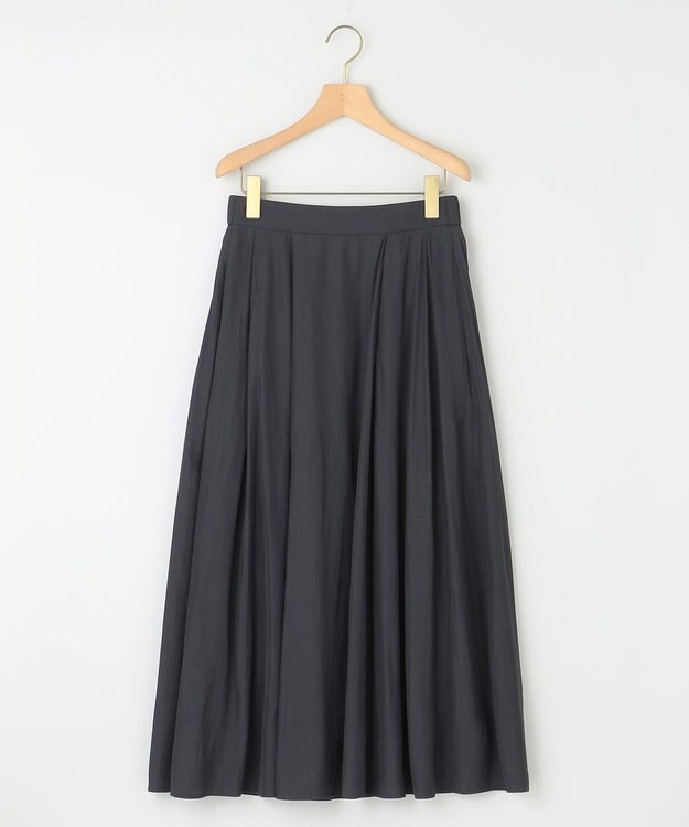 組曲 【WEB限定】ギャザーライトデシン タックスカート ブラック系