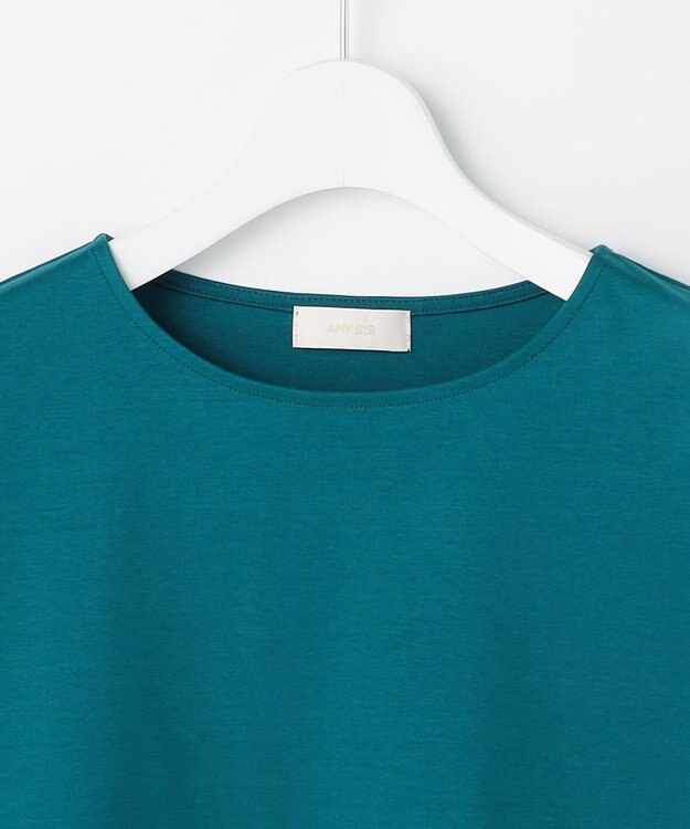 ANY SIS L 【シルクタッチさら魅せTシャツ】後ろコクーン プルオーバー ダークグリーン