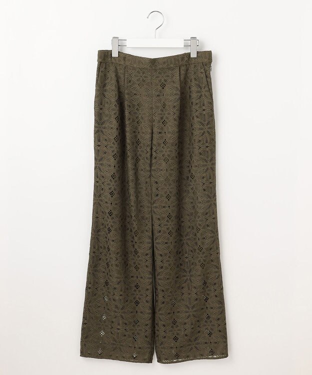 自由区 【カタログ掲載・洗える】フラワータイルレース パンツ ダークオリーブ