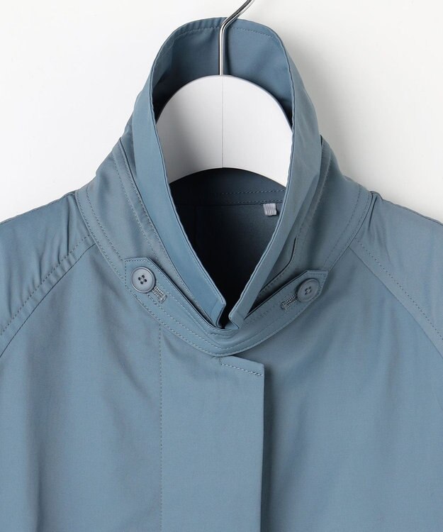 自由区 【春の必需品・オンオフ使える】コットンナイロンバルカラー コート ブルー