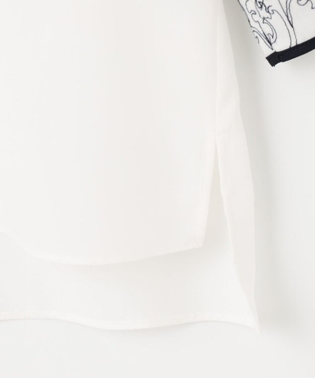 自由区 S 【洗える】コードエンブロイダリーボートネック ブラウス オフ