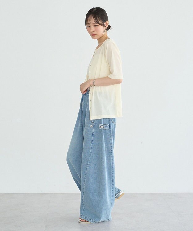 earth music&ecology フロッキーチュールカーディガン Ivory