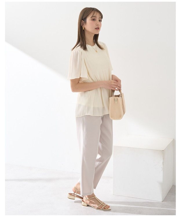 earth music&ecology 接触冷感テーパードパンツ Light Beige