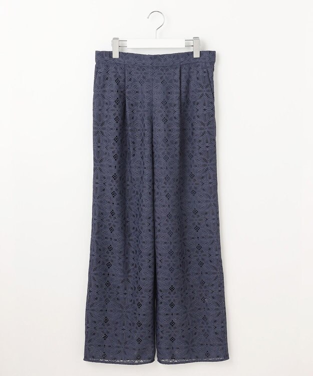 自由区 【カタログ掲載・洗える】フラワータイルレース パンツ インディゴブルー