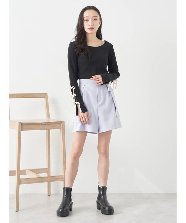 earth music&ecology デザインポケットショートパンツ Purple