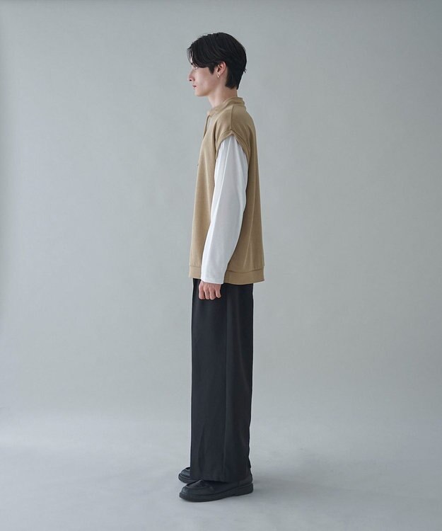 WEGO フェイクレイヤードモックネックベストT（LS） ベージュ