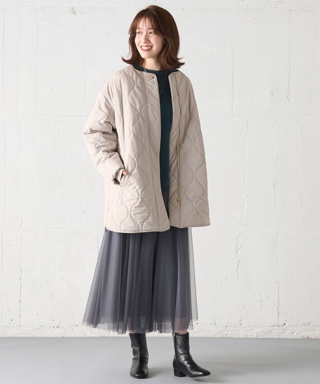 ANY 【蓄熱保温/撥水/洗濯機可能】撥水ウォームキルトブルゾン エクリュ