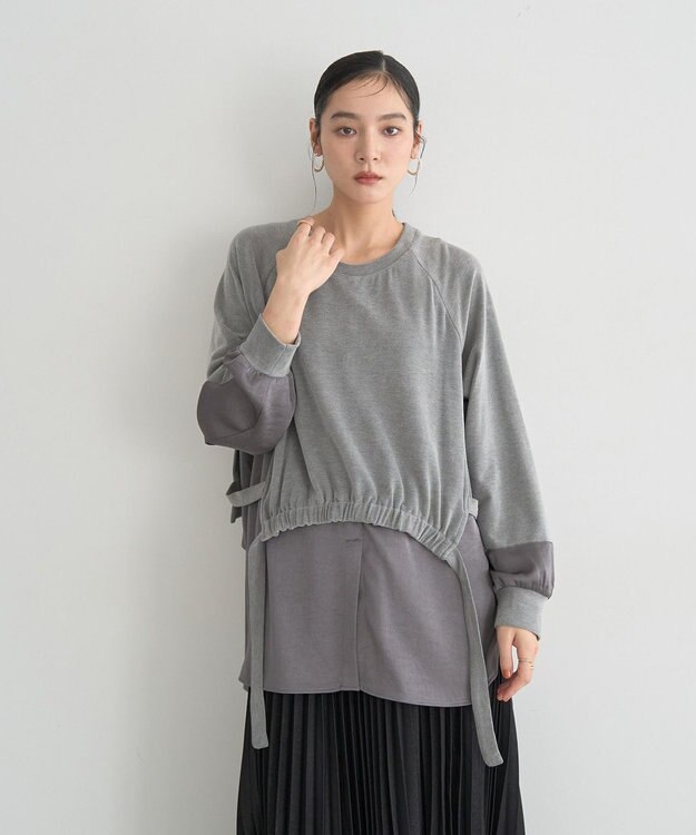 YECCA VECCA 素材MIXレイヤード起毛プルオーバー Gray