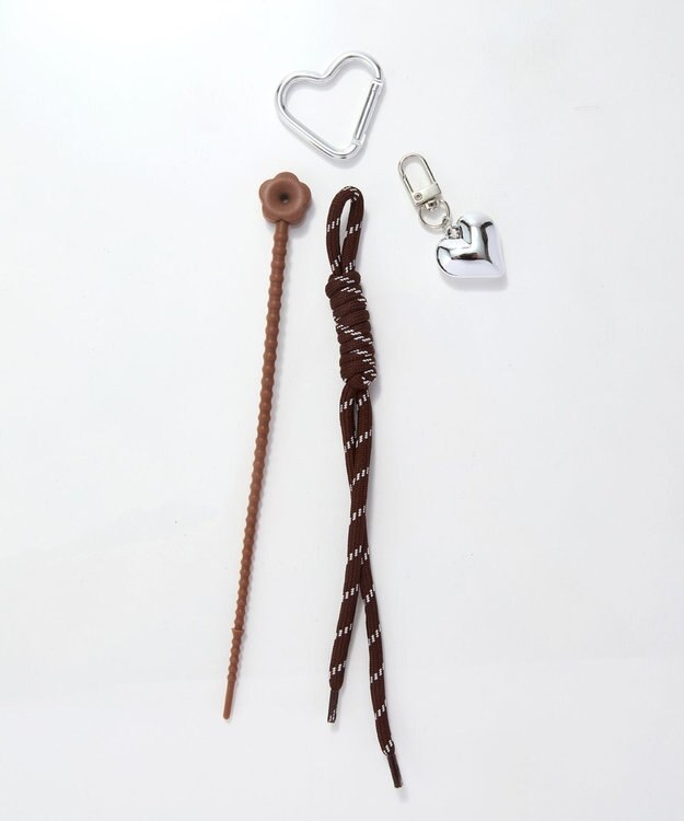 Phoebe ハートロープストラップバッグチャーム ブラウン