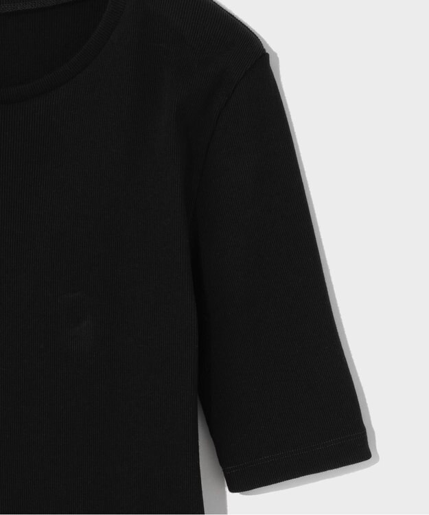 GRACE CONTINENTAL ハーフスリーブリブトップ ブラック